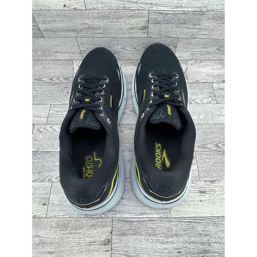 Brooks Ghost 15 Mens Running Shoes Black‎ Yellow 1103931D096 Size 10.5 Medium D